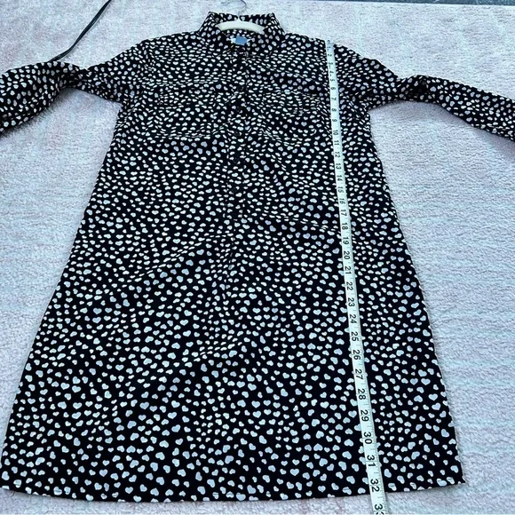 Old Navy Black White Ditzy Heart Print Long Sleeve Collared Dress Size XS - Picture 9 of 12